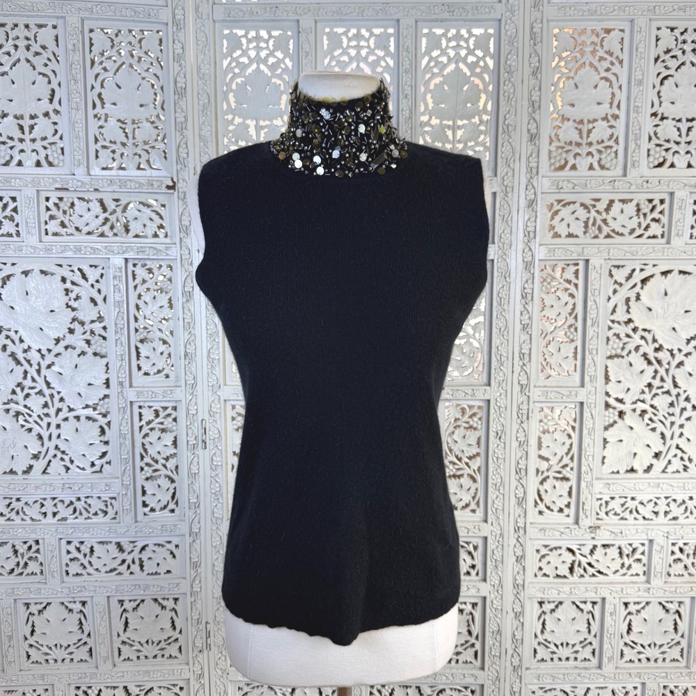 Dana Buchman Lambswool Angora Blend Fairy Mockneck Sweater Vest Sz Medium